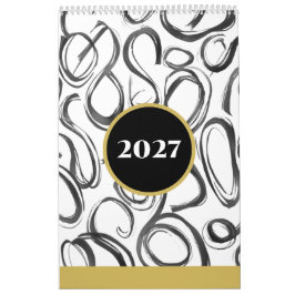 Modern Abstract Black Gold 2027 Wall Calendar Kalender