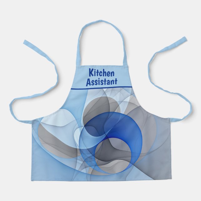 Modern Abstract Blue Gray Fractal Art Graphic Schürze (Vorderseite)