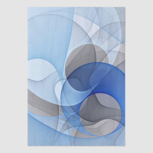 Modern Abstract Blue Gray Fractal Art Graphic Seidenpapier (Vorderseite)