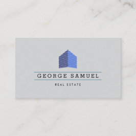 Modern Abstract Blue Home Logo Realtor Ash Black  Visitenkarte