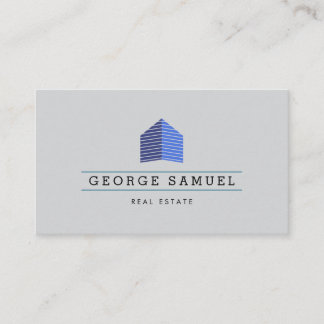 Modern Abstract Blue Home Logo Realtor Ash Black Visitenkarte
