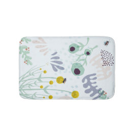 Modern Abstract Botanical Yellow Billy Button Badematte