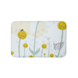 Modern Abstract Botanical Yellow Billy Button Badematte