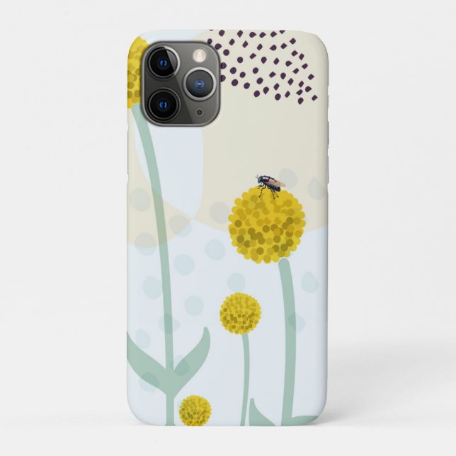 Modern Abstract Botanical Yellow Billy Button Case-Mate iPhone Hülle (Rückseite)