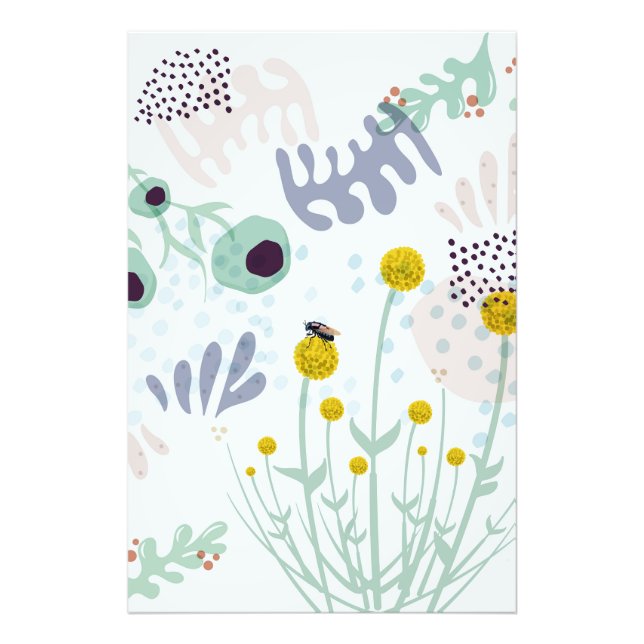 Modern Abstract Botanical Yellow Billy Button Fotodruck (Vorne)