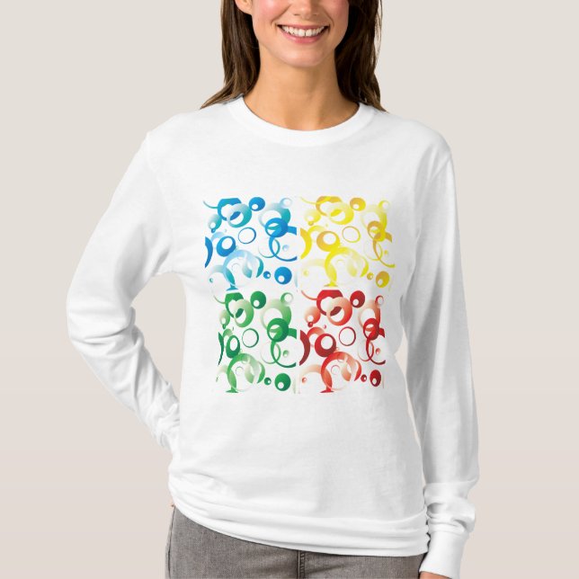 Modern Abstract Colorful Bubbles Geometric Pattern T-Shirt (Vorderseite)