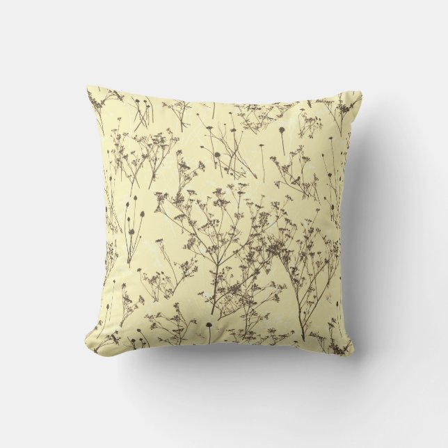 Modern Abstract Cream Brown Beige Floral Kissen (Vorderseite)