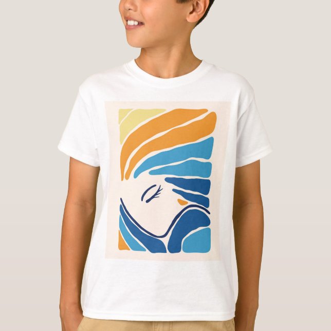 Modern Abstract Face Boys' T-Shirt - Artistic Line (Vorderseite)
