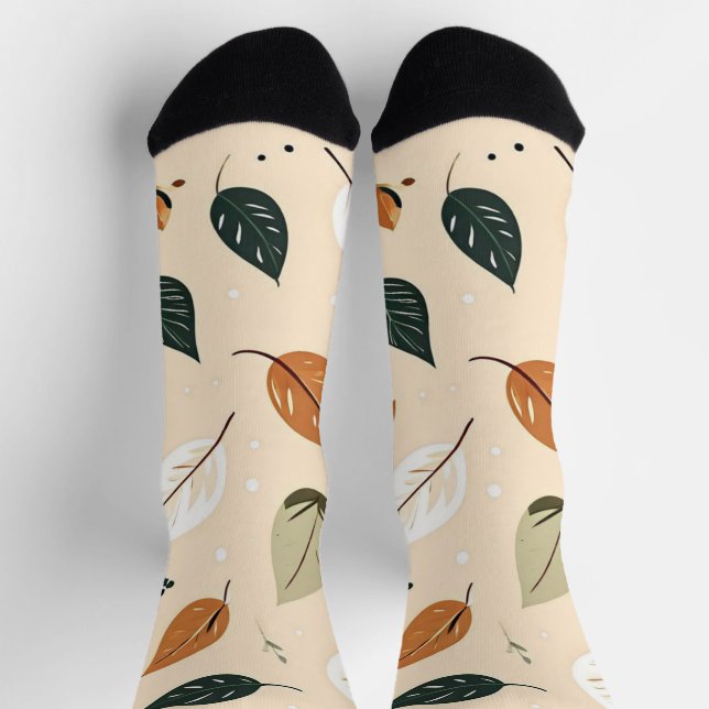 Modern Abstract Fall Leaves Pattern Socks Socken (Oben)