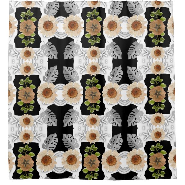 Modern abstract floral art duschvorhang (Vorderseite)