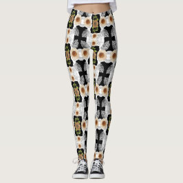 Modern abstract floral art leggings