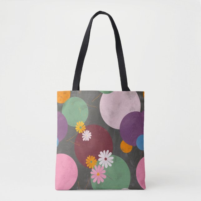 Modern Abstract Floral Circles Tote Bag (Vorderseite)