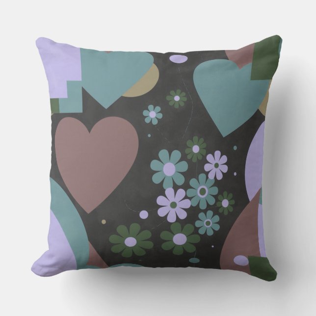 Modern Abstract Floral Throw Pillow Kissen (Vorderseite)