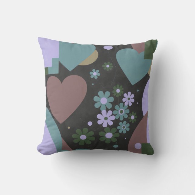 Modern Abstract Floral Throw Pillow Kissen (Vorderseite)