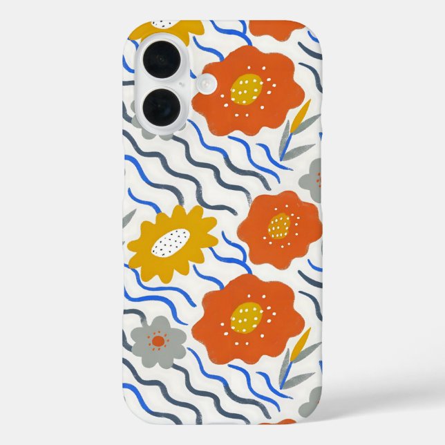 Modern Abstract Flowers Boho Wavy Case-Mate iPhone Hülle (Rückseite)