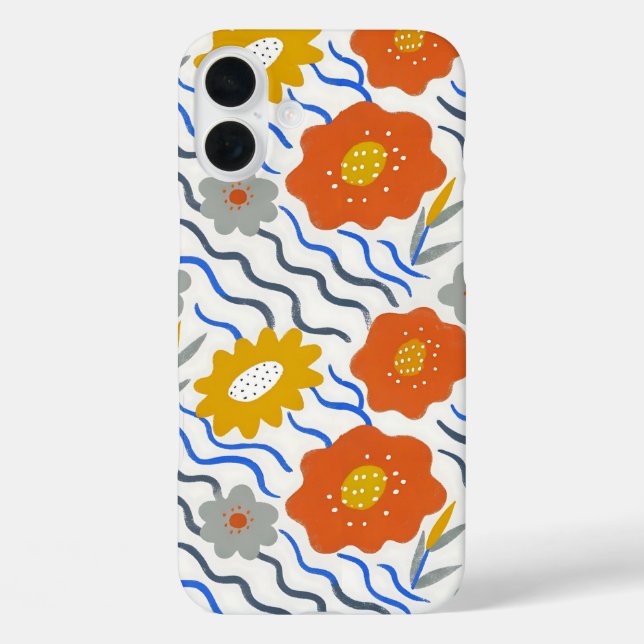 Modern Abstract Flowers Boho Wavy Case-Mate iPhone Hülle (Rückseite)