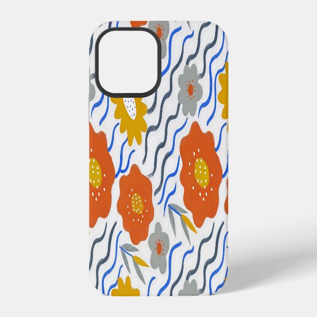 Modern Abstract Flowers Boho Wavy iPhone Hülle (Rückseite)