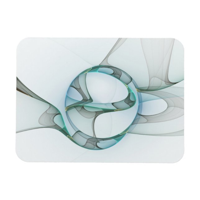 Modern Abstract Fractal Art Blue Turquoise Gray Magnet (Horizontal)