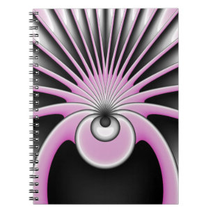 Modern Abstract Fractal Art Pink Gray Black Figure Notizblock