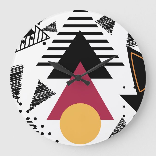 Modern Abstract geometric art Große Wanduhr (Vorderseite)