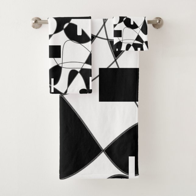 Modern abstract Geometric black and white king Badhandtuch Set (Insitu)