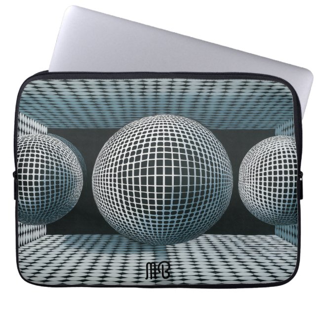 Modern Abstract Geometric Black White Pattern 13" Laptopschutzhülle (Vorderseite)