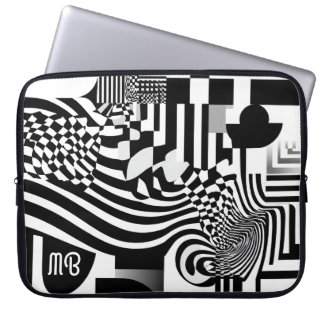 Modern Abstract Geometric Black White Pattern 15" Laptopschutzhülle