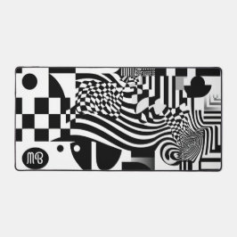 Modern Abstract Geometric Black White Pattern Schreibtischunterlage