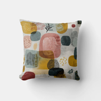 Modern Abstract Geometric Throw Pillow – Earthy Pa Kissen