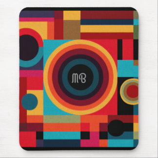 Modern Abstract Geometric Vibrant Energetic Shapes Mousepad
