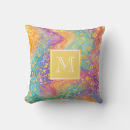 Modern Abstract Glitter Floral Monogram Design Kissen