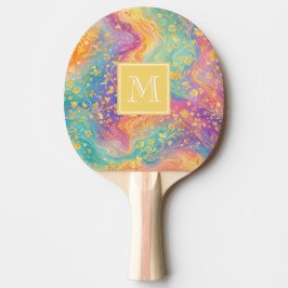 Modern Abstract Glitter Floral Monogram Design Tischtennis Schläger