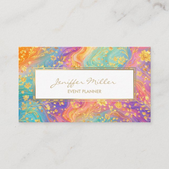 Modern Abstract Glitter Floral Monogram Design     Visitenkarte (Vorderseite)