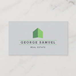 Modern Abstract Green Home Logo Realtor Ash-Black Visitenkarte