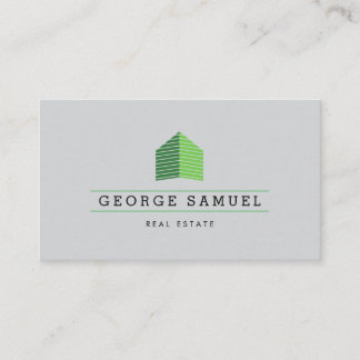 Modern Abstract Green Home Logo Realtor Ash-Black Visitenkarte