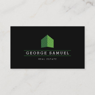 Modern Abstract Green Home Logo Realtor Black Visitenkarte