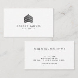 Modern Abstract Home Logo Realtor Black and White Visitenkarte