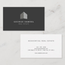 Modern Abstract Home Logo Realtor Black & White Visitenkarte