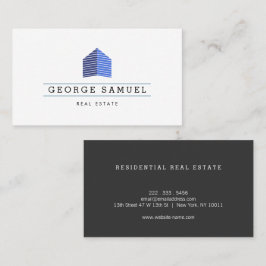 Modern Abstract Home Logo Realtor Blue Monogram Visitenkarte