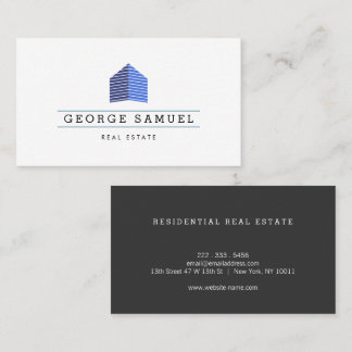 Modern Abstract Home Logo Realtor Blue Monogram Visitenkarte
