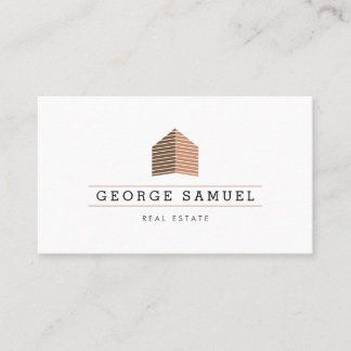Modern Abstract Home Logo Realtor Golden Monogram Visitenkarte