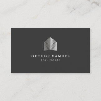 Modern Abstract Home Logo Realtor Gray White Visitenkarte