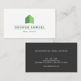 Modern Abstract Home Logo Realtor Green Monogram Visitenkarte