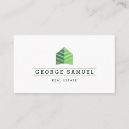 Modern Abstract Home Logo Realtor QR Code White Visitenkarte