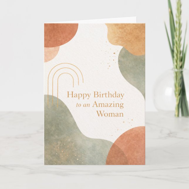 Modern Abstract Organic Shapes Boho Birthday Card Karte (Vorderseite)