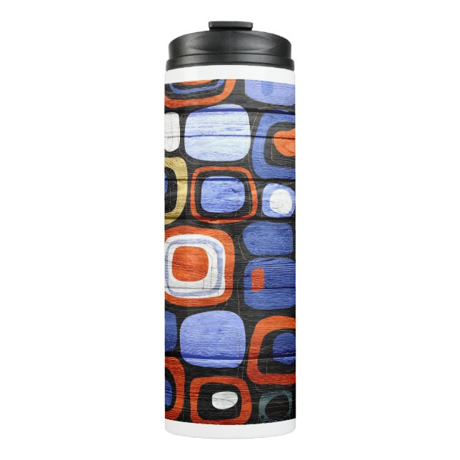 Modern Abstract Pastel Wood Look Thermosbecher (Vorderseite)
