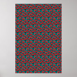 Modern Abstract Red Poppy Floral Pattern Poster