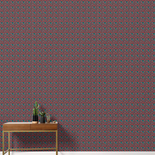 Modern Abstract Red Poppy Floral Pattern Tapete (Korridor)