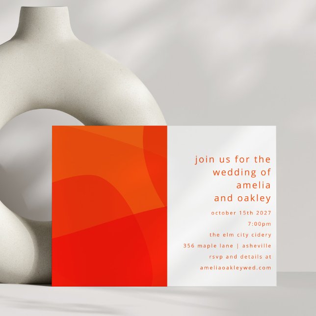 Modern Abstract Shapes Orange Bold Bright Wedding Einladung (Von Creator hochgeladen)