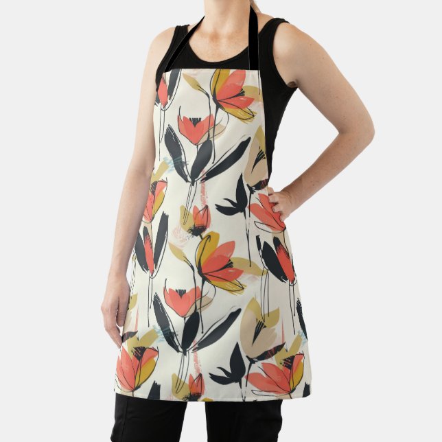 Modern Abstract Spring Floral All-Over Print Apron Schürze (InSitu)